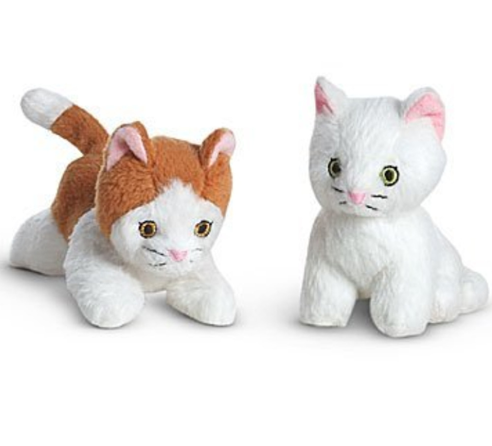 American Girl Rebecca Kittens Set 2 Kitty Cat Plush Stuffed Animal White Brown